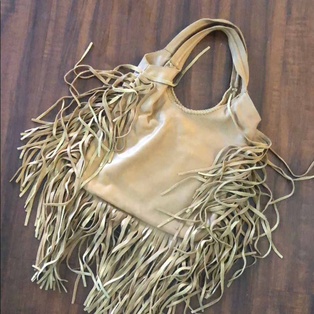 NEW Jennifer Haley Tan Fringe Shoulder Bag - Large